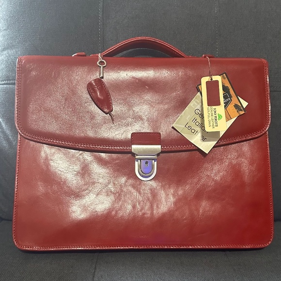 Brand New Tony Perotti. Briefcase  in Red color Single Compartment.100% Leather. - Picture 1 of 13